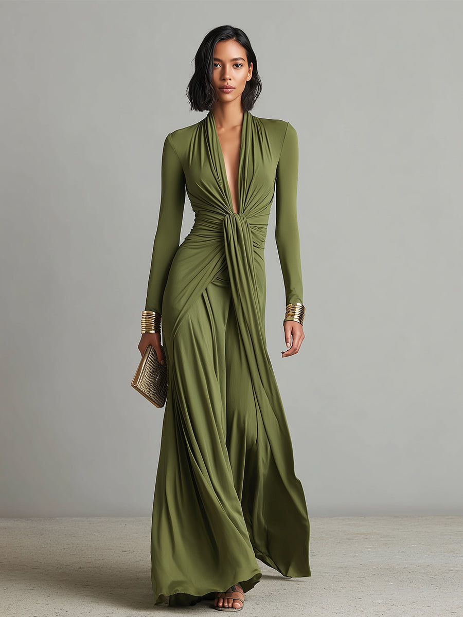 Nazaret | Vestido Largo Verde Oliva