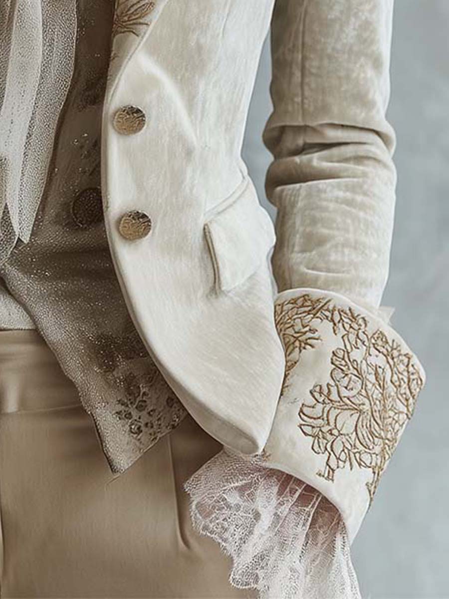 Constanza | Chaqueta Marfil Bordada
