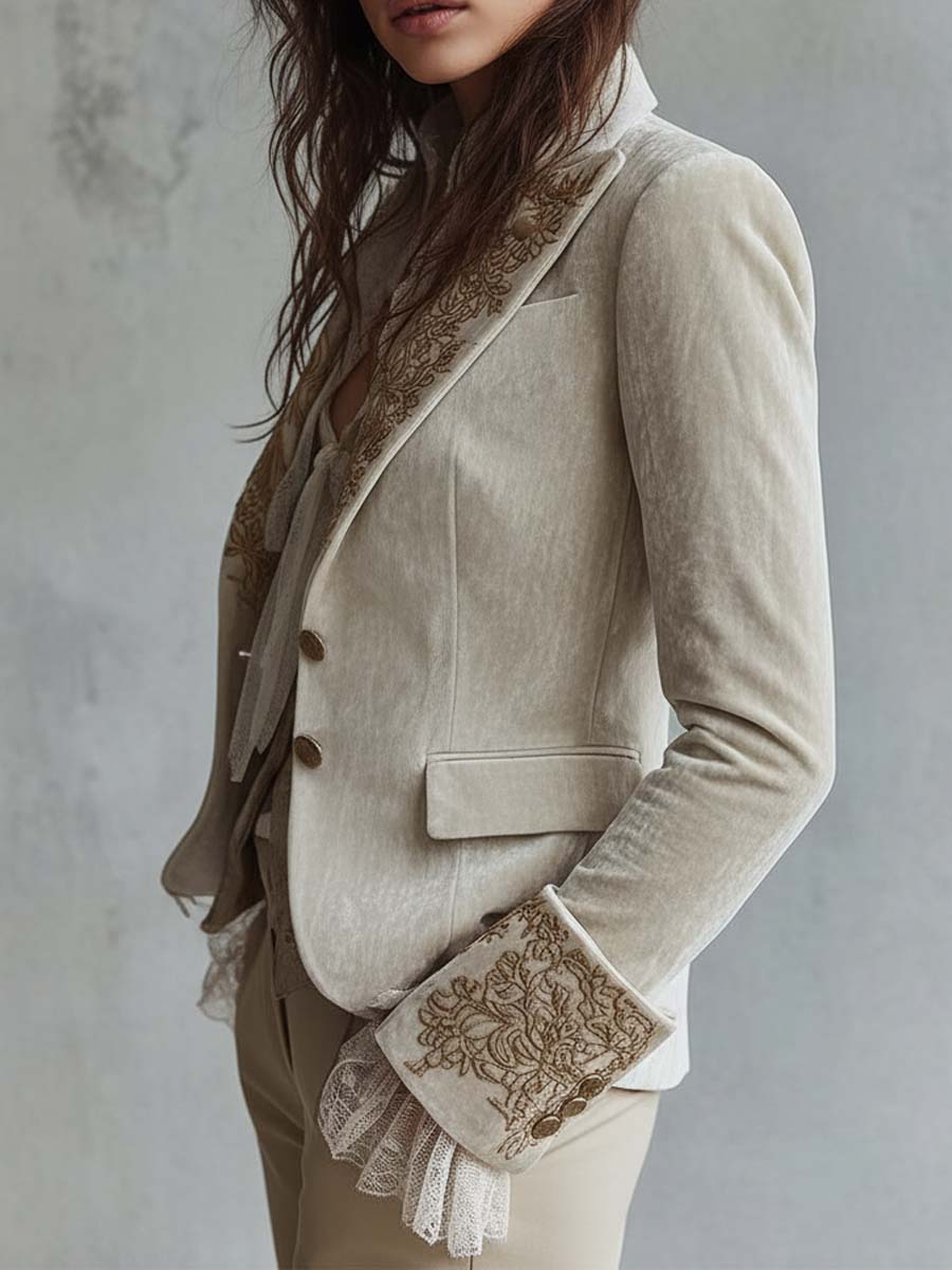 Constanza | Chaqueta Marfil Bordada