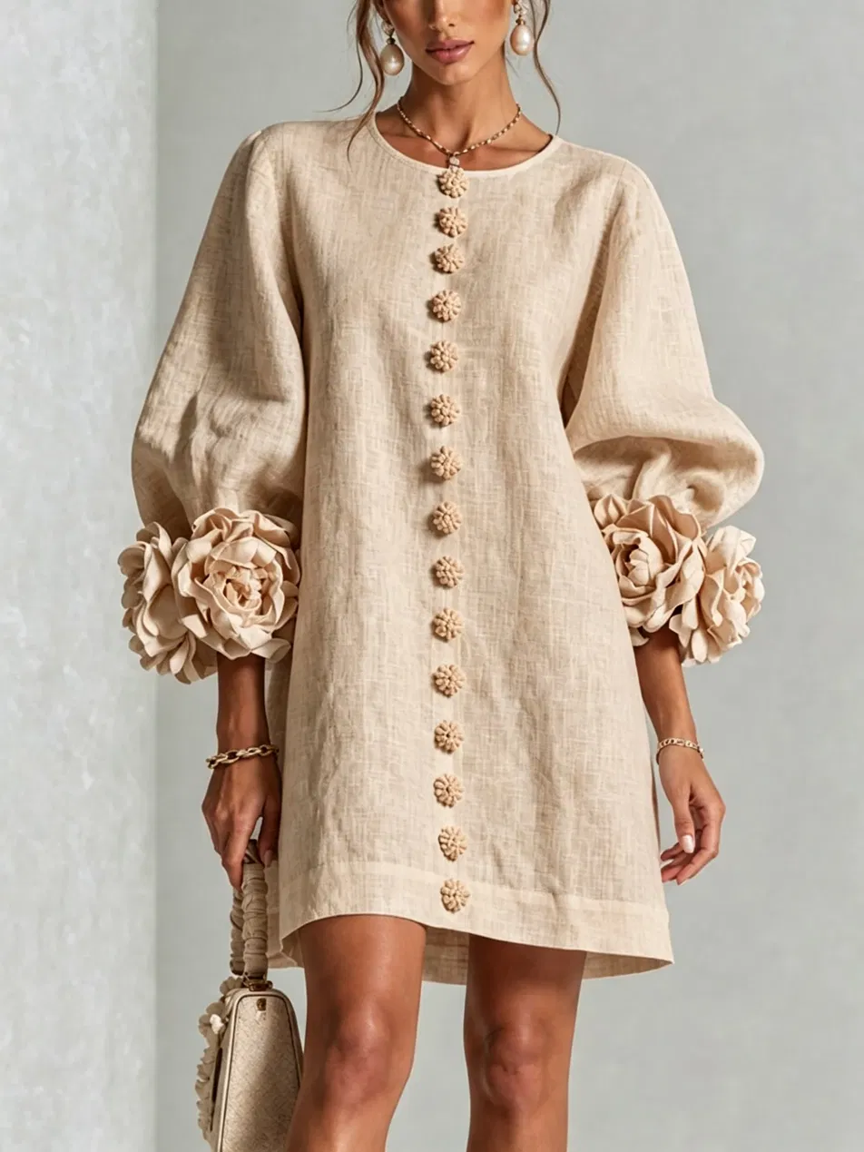Etelvina | Minivestido Texturizado con Puños de Lazo