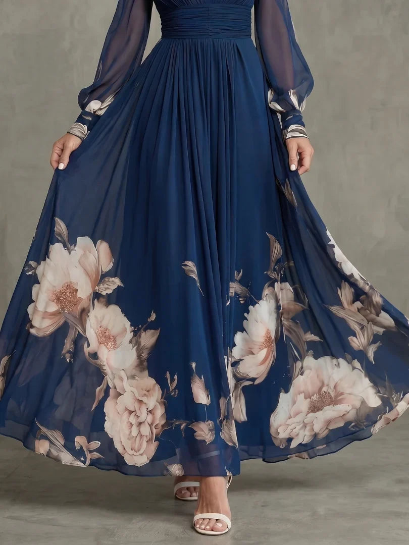 Luciana | Vestido Largo Floral con Escote en V