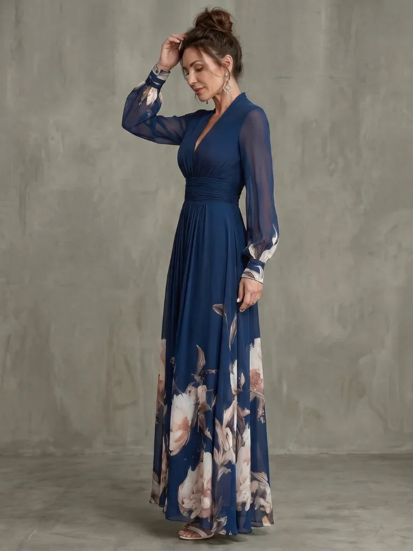 Luciana | Vestido Largo Floral con Escote en V