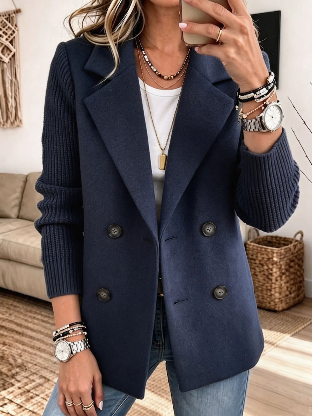 Carla | Chaqueta Elegante con Mangas de Punto