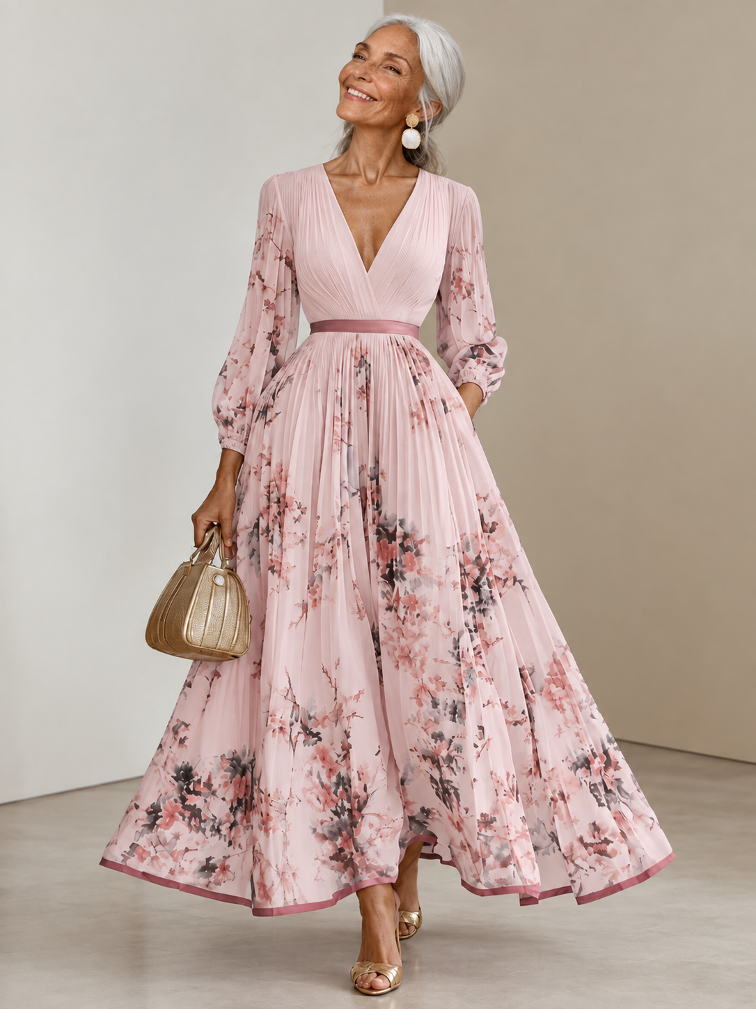 Tecla | Vestido Largo Estampado con Escote en V