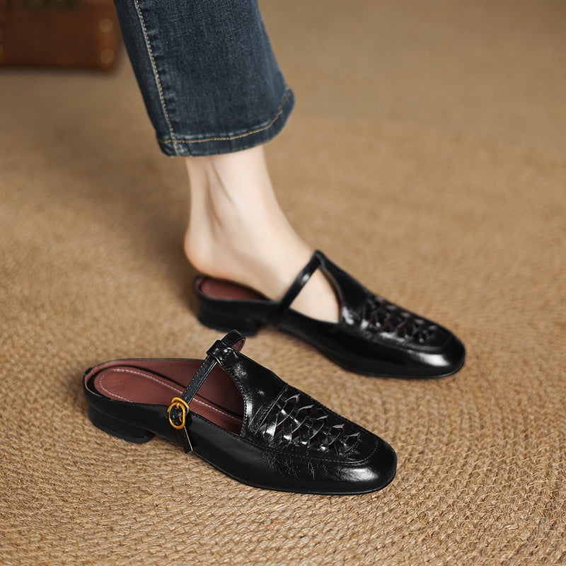 Sabina | Mules Trenzados de Piel