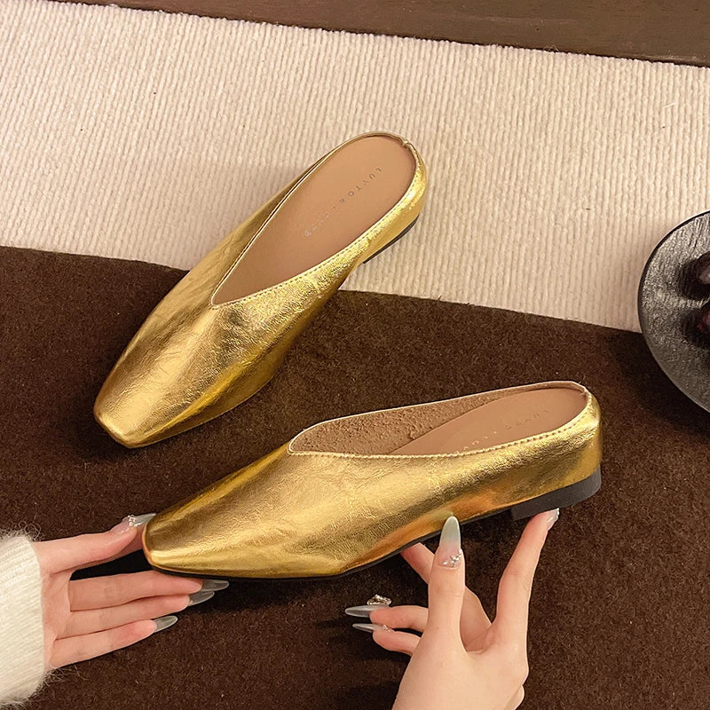 Valentina | Mules Metalizados Elegantes
