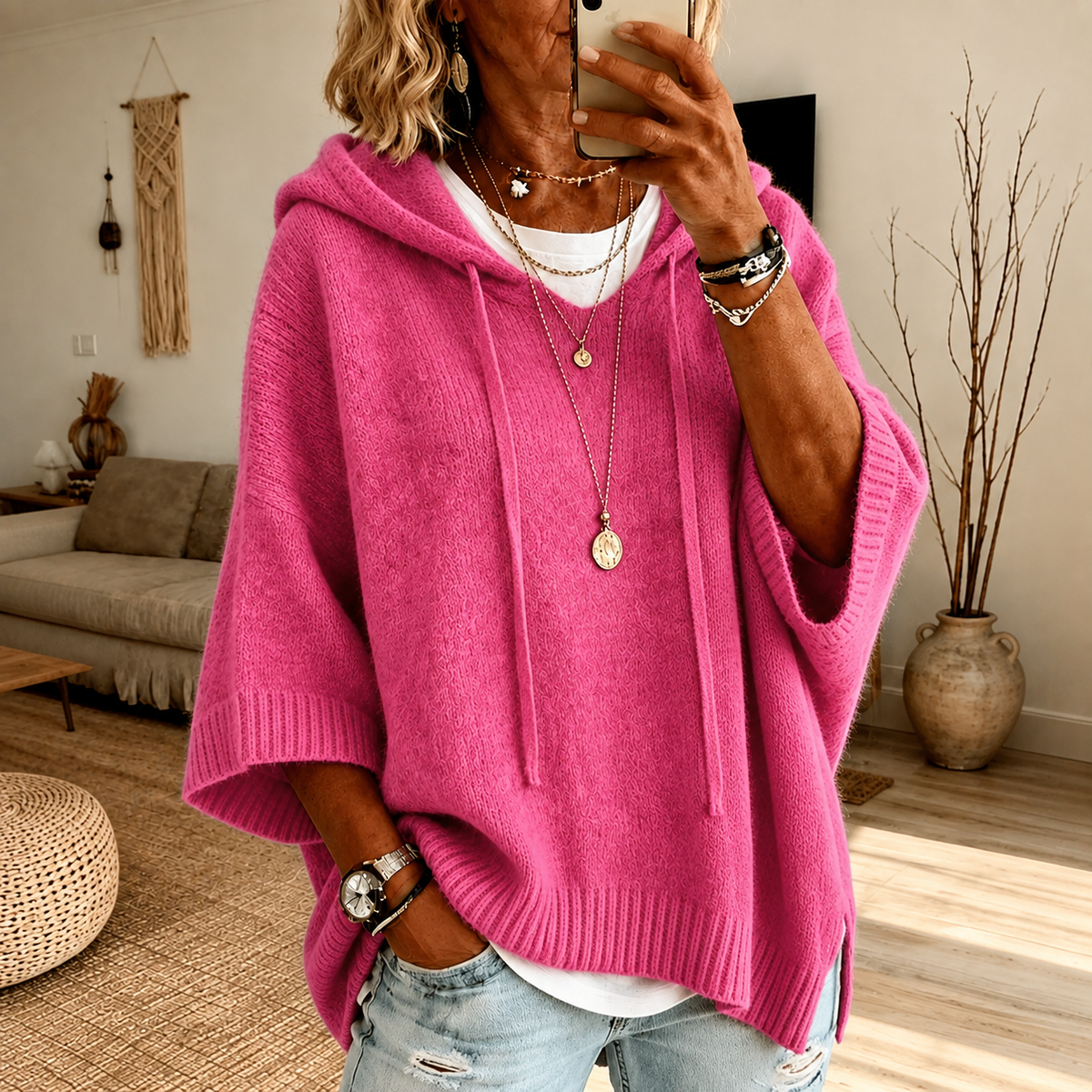 Jersey poncho rosa