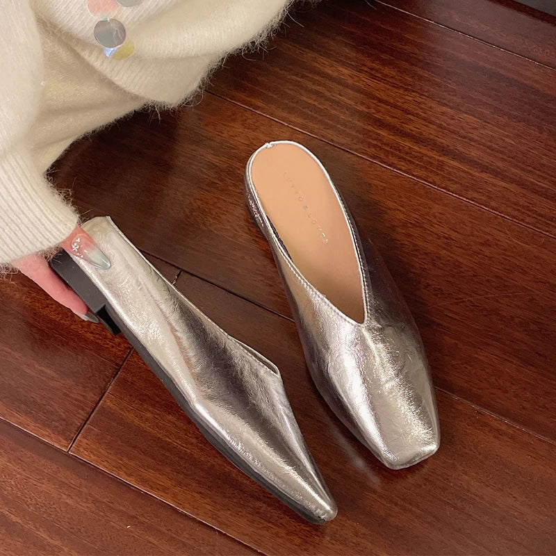 Valentina | Mules Metalizados Elegantes