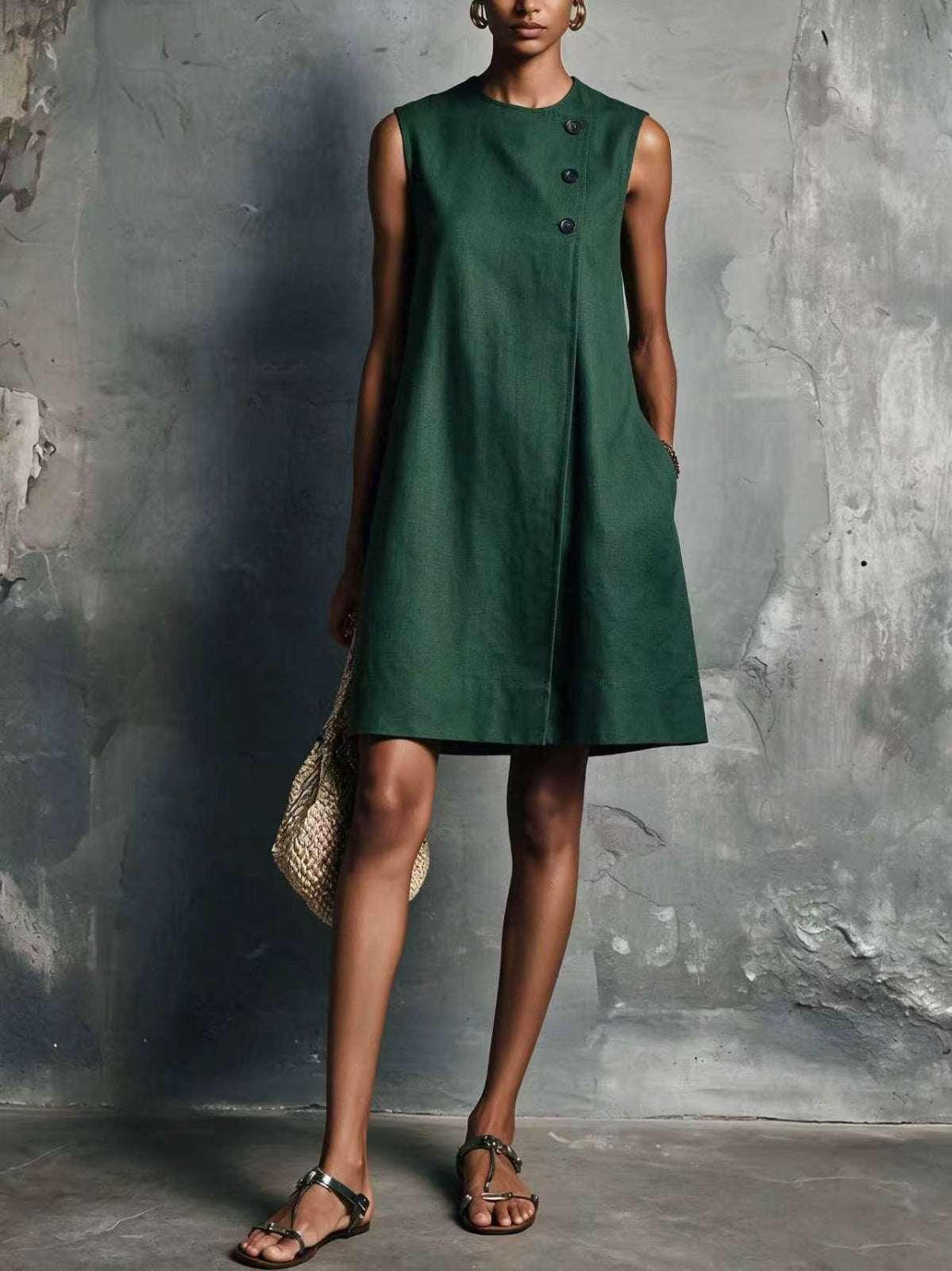 Porfiria | Vestido Camisero Abotonado de Falda Escalonada