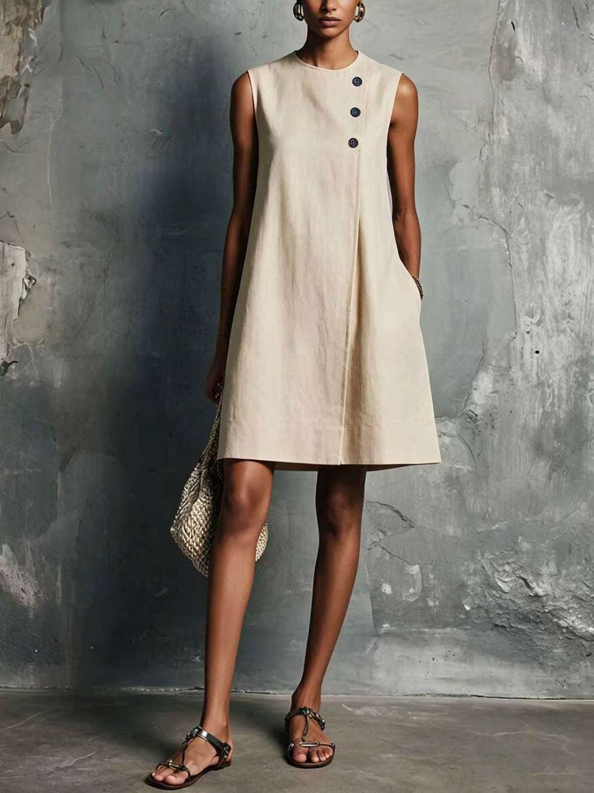 Porfiria | Vestido Camisero Abotonado de Falda Escalonada