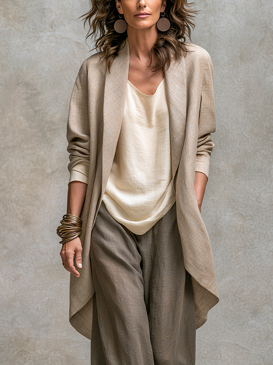 Consuelo | Conjunto de Tres Piezas Beige y Gris