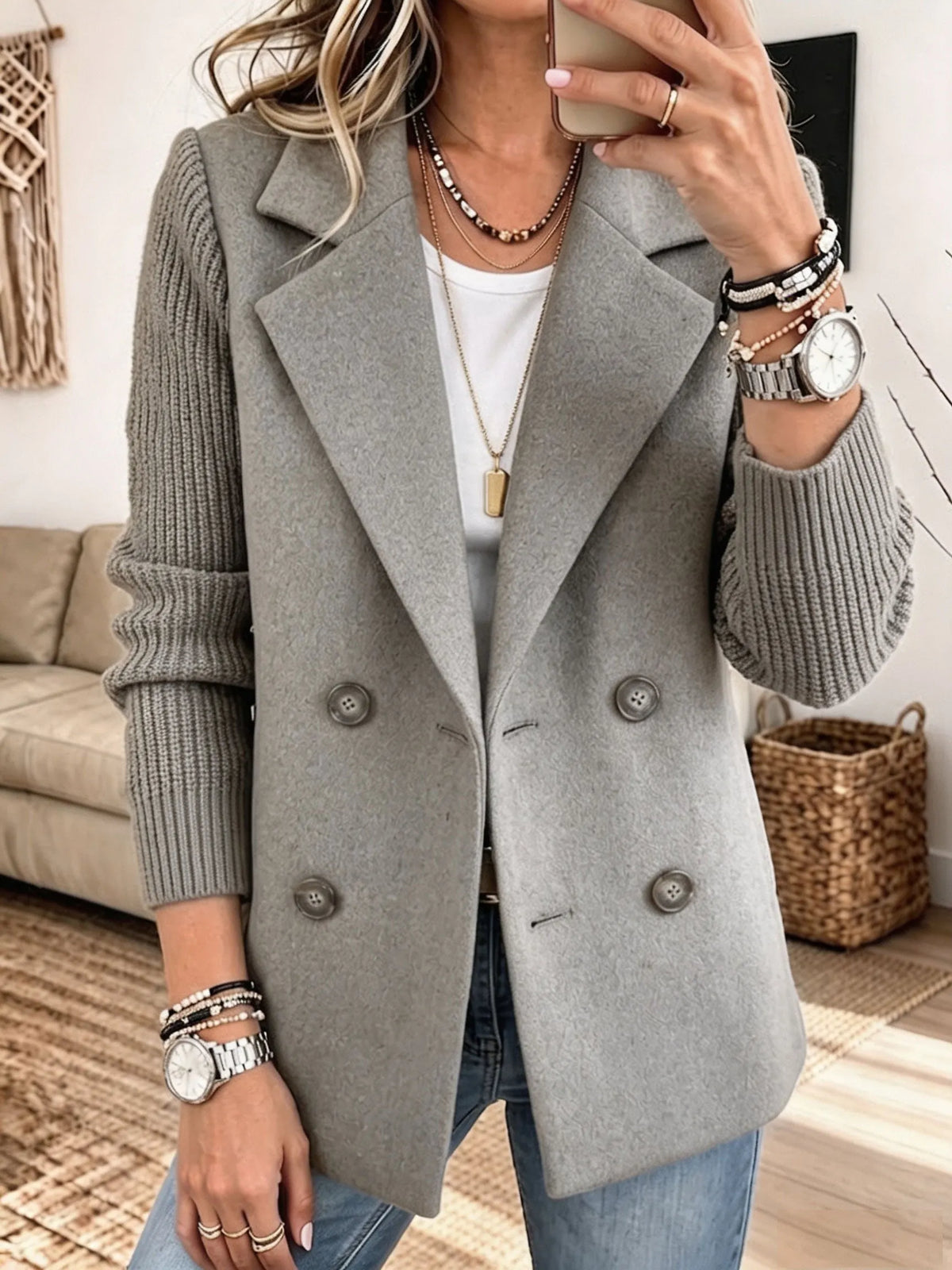Carla | Chaqueta Elegante con Mangas de Punto