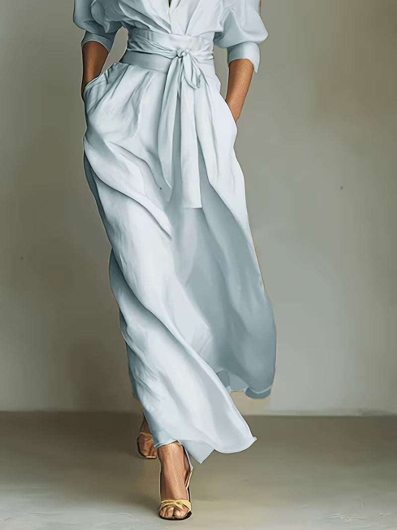Aniceta | Vestido Largo Cruzado con Cinturón