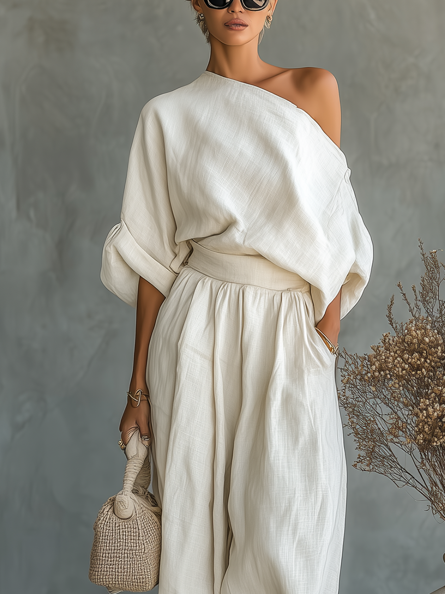 Zenaida | Conjunto de Lino con Hombros Descubiertos