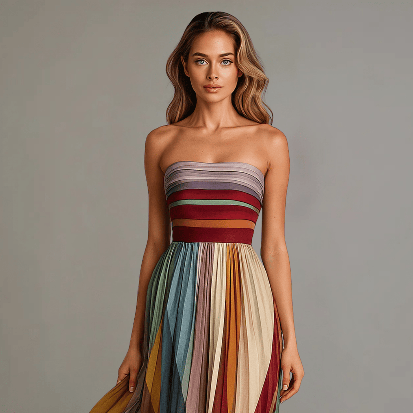 Jerónima | Vestido Largo de Paneles de Colores