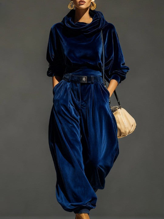 Baltasara | Conjunto Retro de Terciopelo con Sudadera y Pantalón Ancho