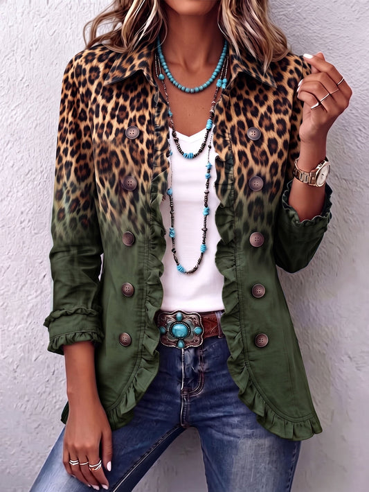 Cleofé | Chaqueta de Leopardo Degradado con Volantes