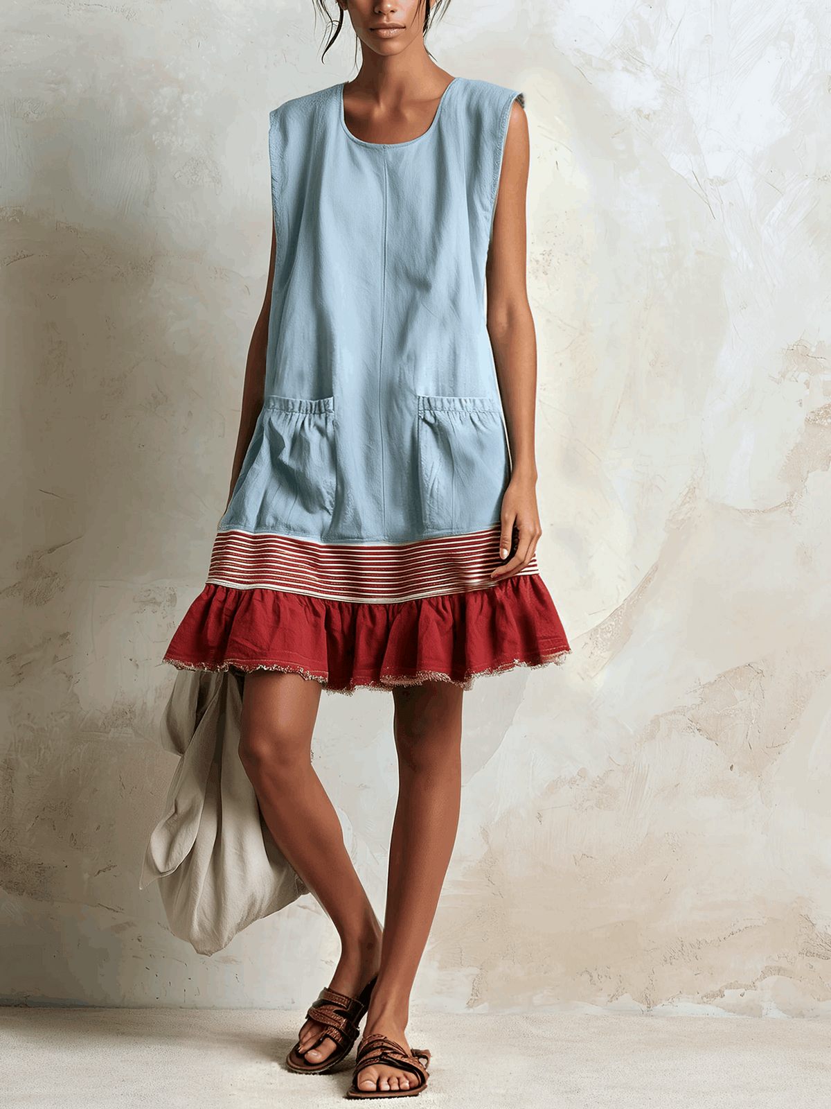 Flavia | Vestido Bohemio de Rayas con Volante