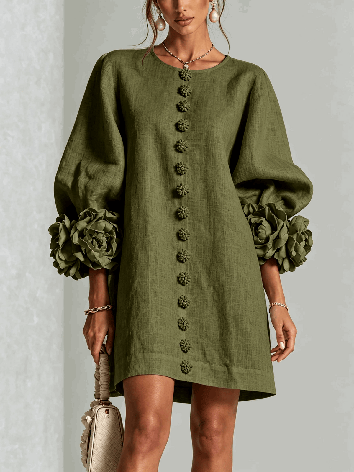 Etelvina | Minivestido Texturizado con Puños de Lazo