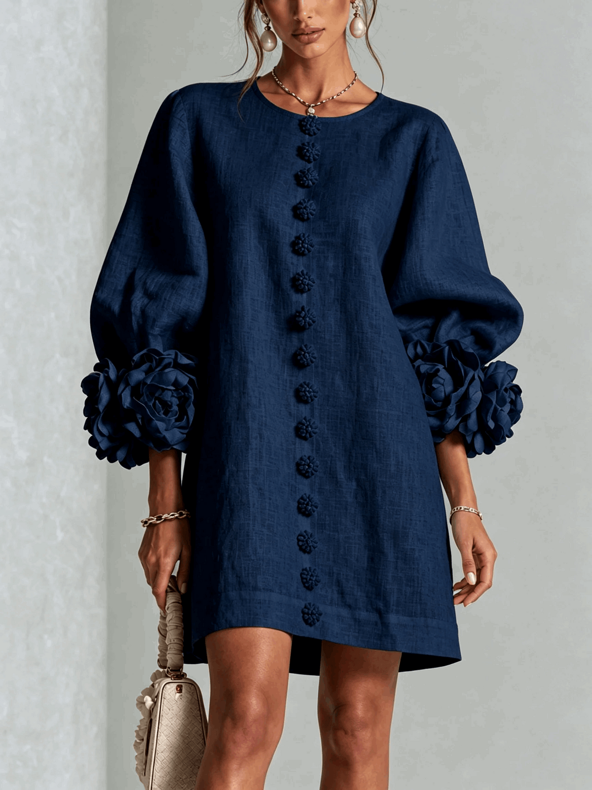 Etelvina | Minivestido Texturizado con Puños de Lazo