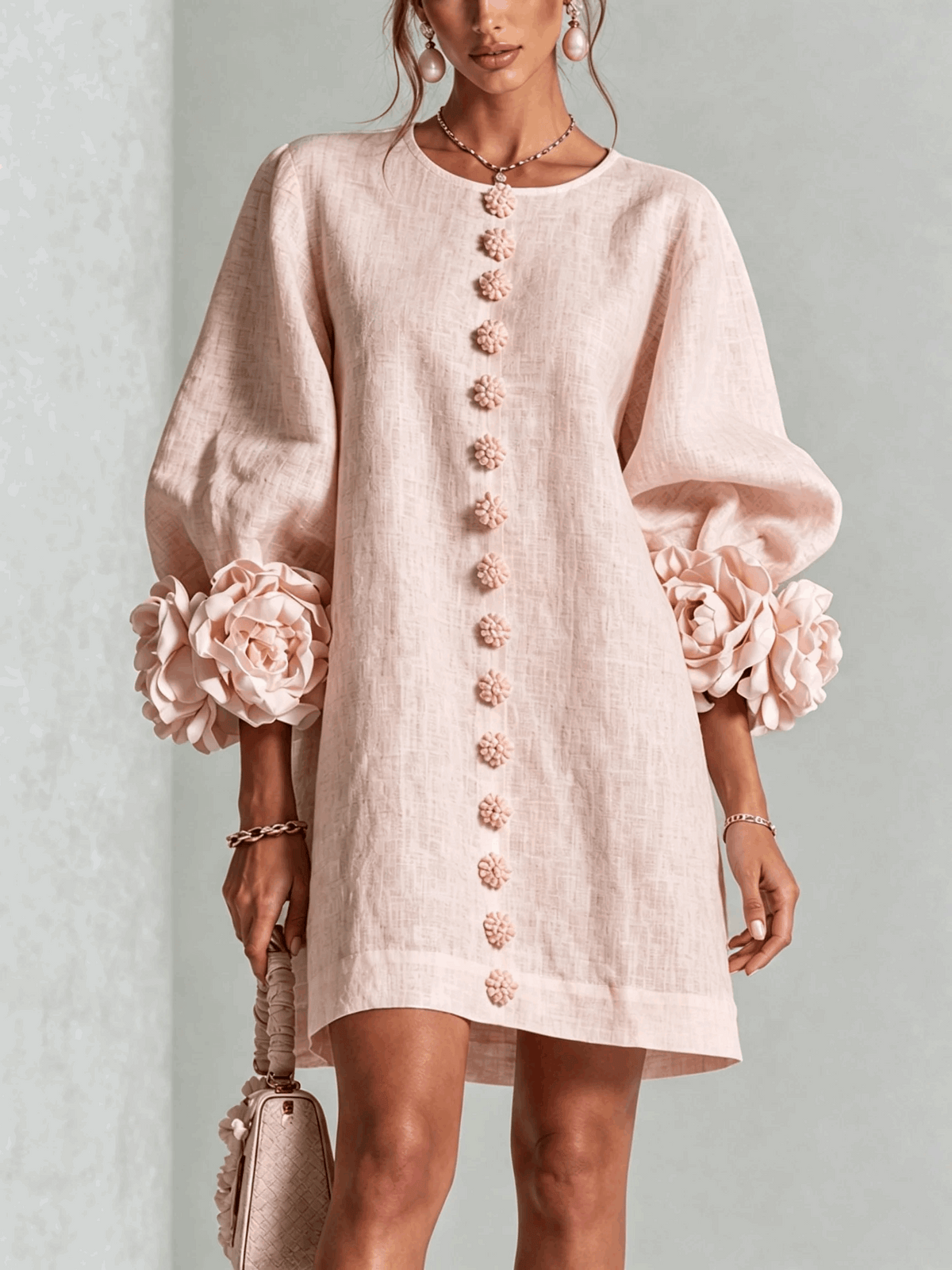 Etelvina | Minivestido Texturizado con Puños de Lazo