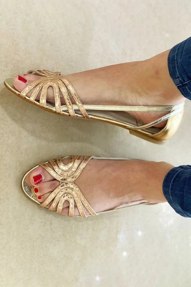 Clementina | Sandalias Doradas Luminosas