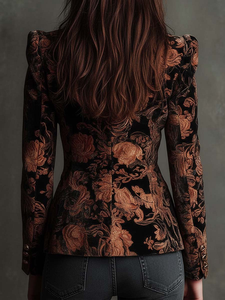 Belén | Chaqueta Floral Negra y Bronce