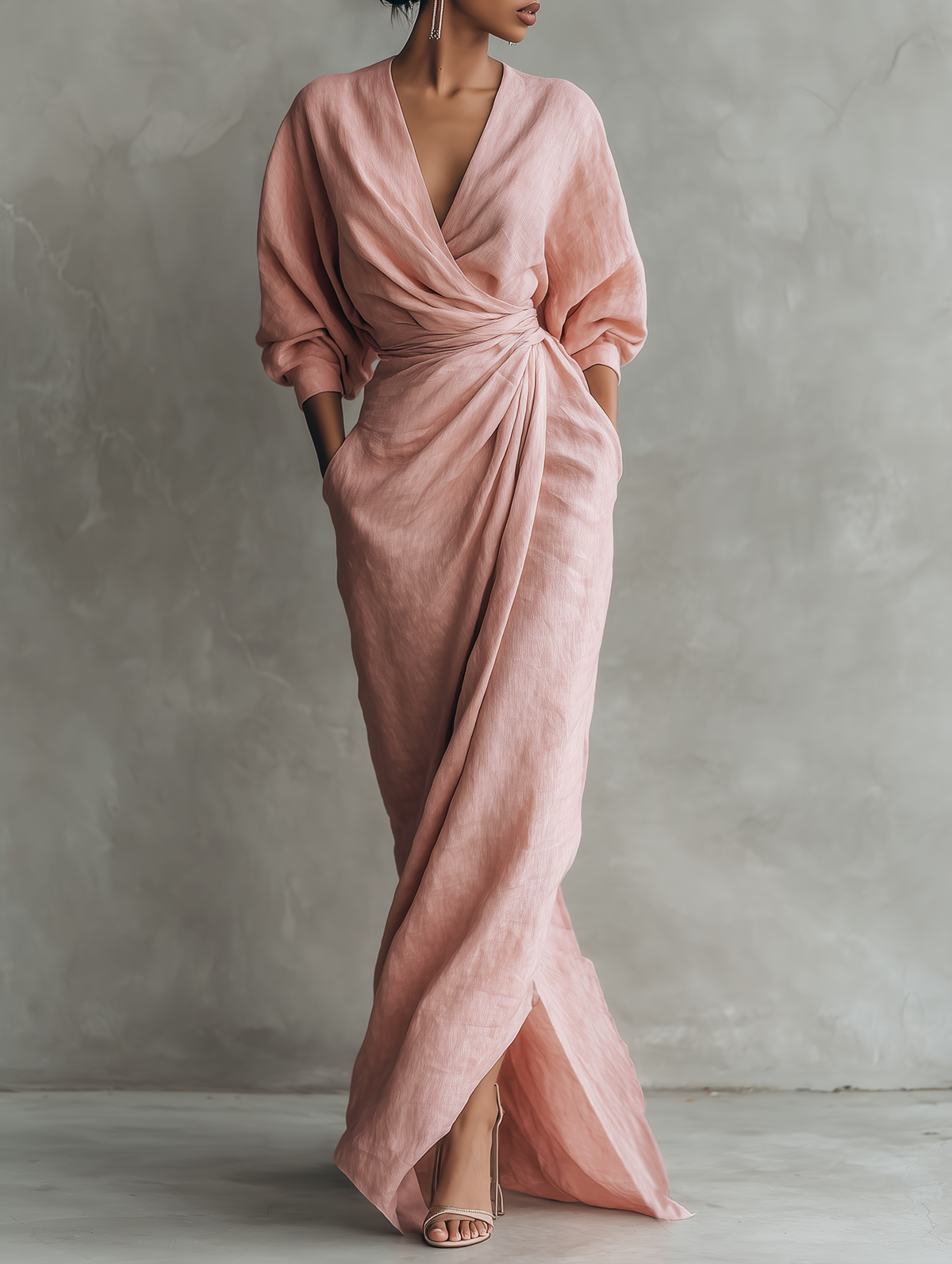 Aránzazu | Vestido Largo de Lino con Escote en V