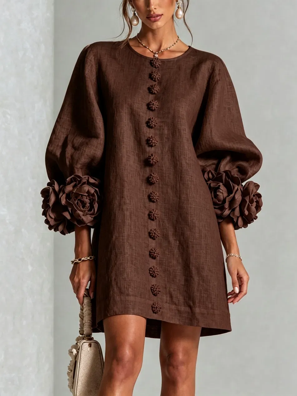 Etelvina | Minivestido Texturizado con Puños de Lazo