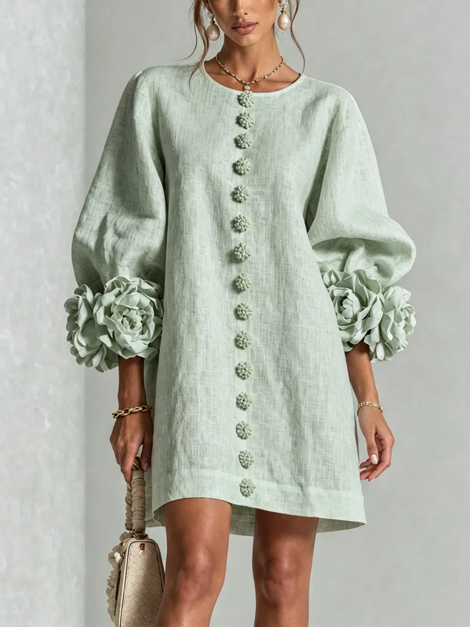 Etelvina | Minivestido Texturizado con Puños de Lazo