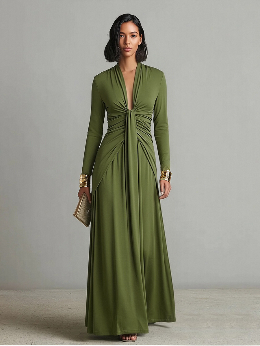 Nazaret | Vestido Largo Verde Oliva