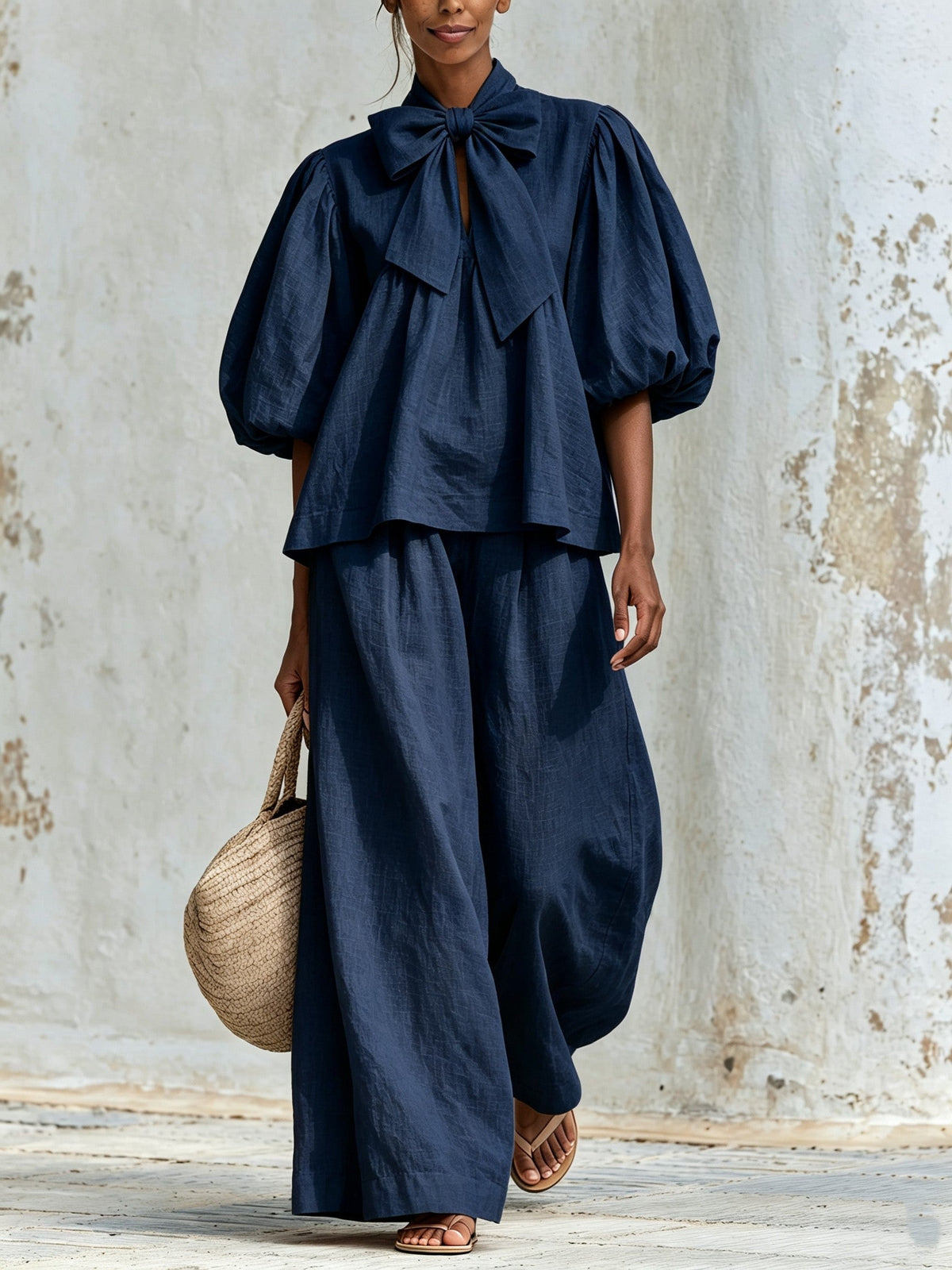 Mauricia | Conjunto de Top con Lazo y Pantalón Ancho