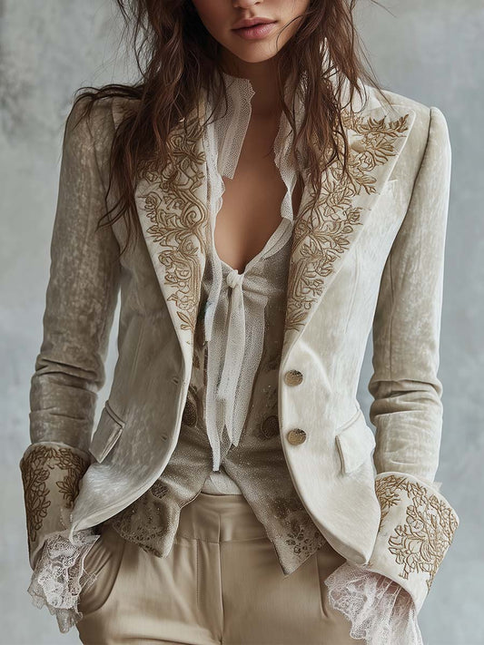 Constanza | Chaqueta Marfil Bordada
