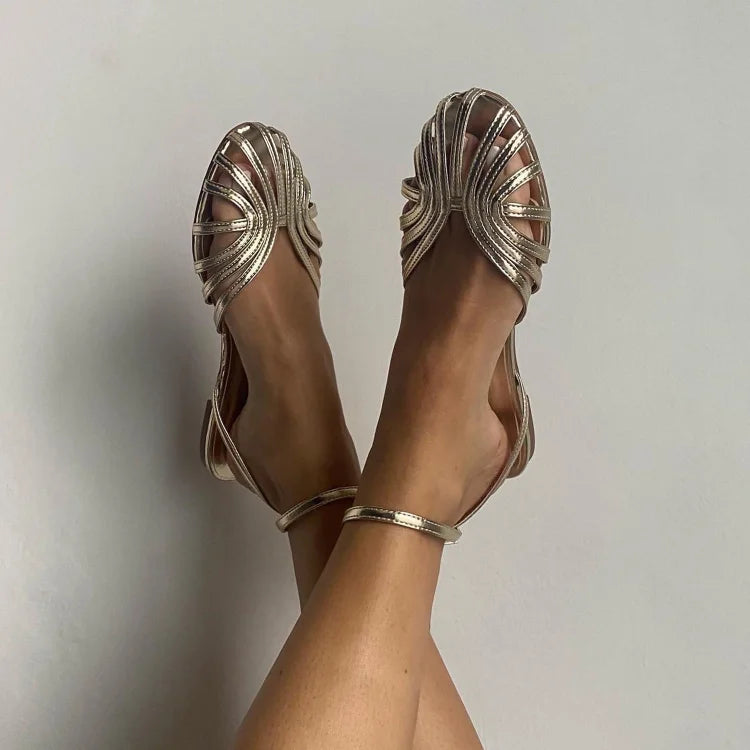 Anselma | Sandalias con Joyas Doradas