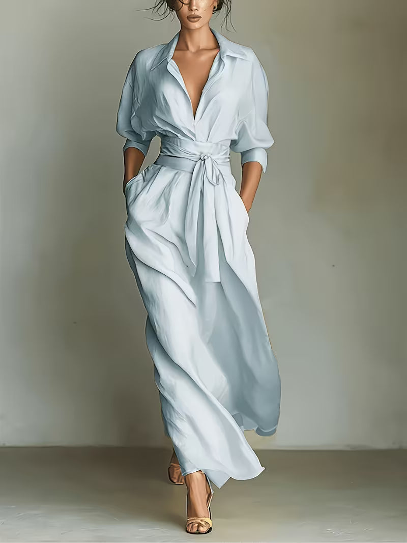 Aniceta | Vestido Largo Cruzado con Cinturón