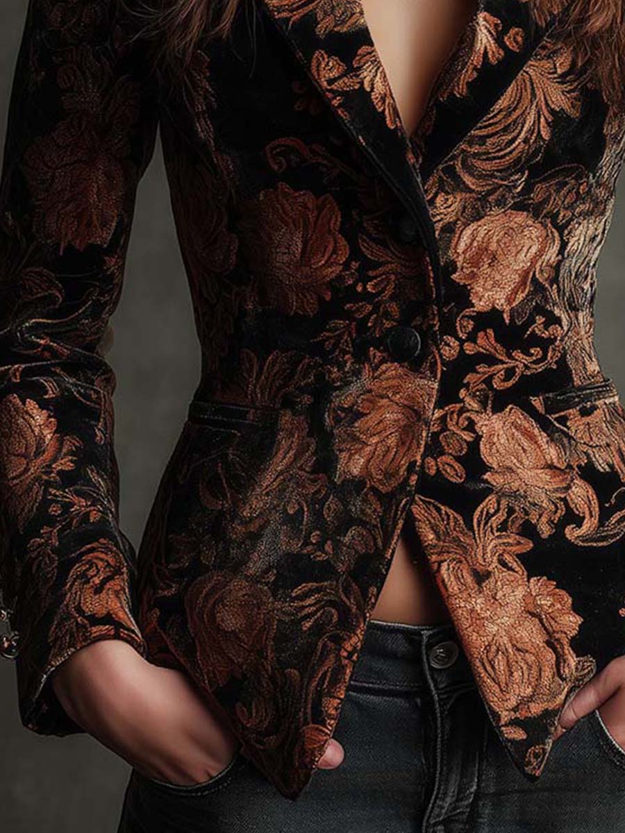 Belén | Chaqueta Floral Negra y Bronce