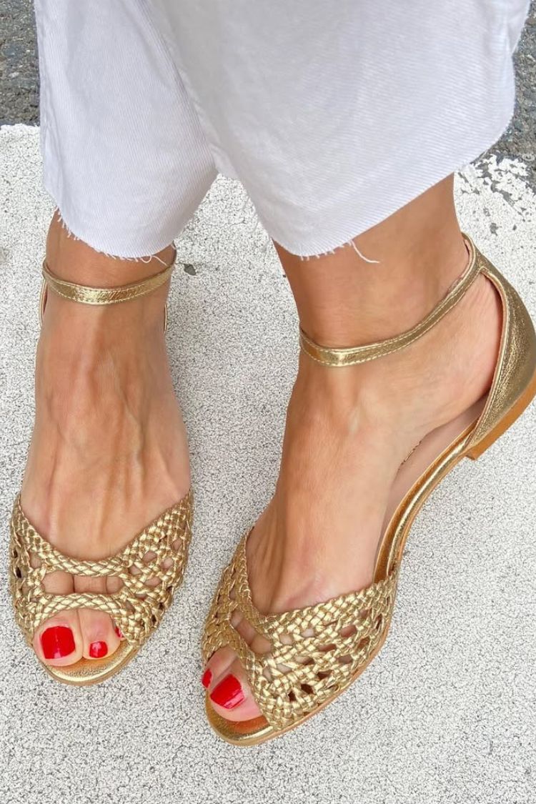Cornelia | Sandalias Trenzadas Doradas