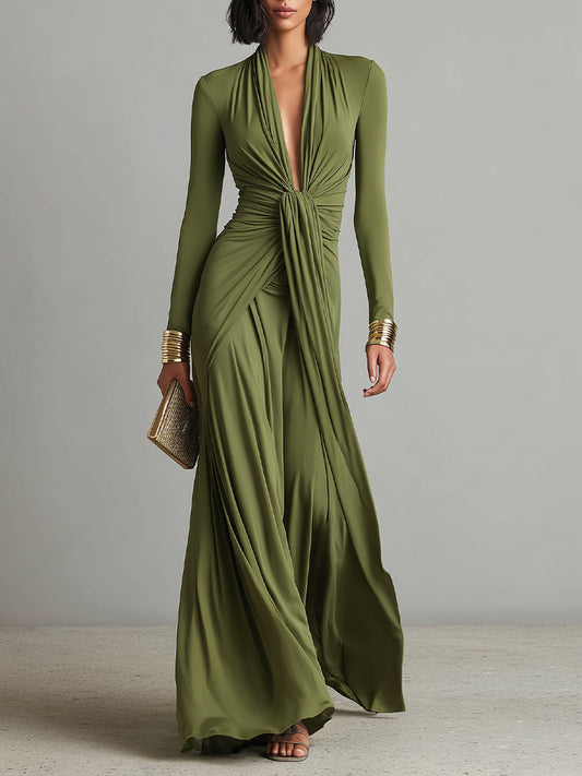 Nazaret | Vestido Largo Verde Oliva