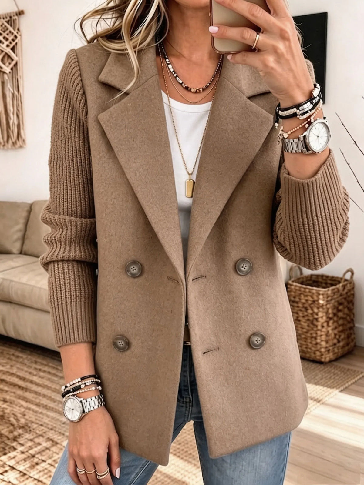 Carla | Chaqueta Elegante con Mangas de Punto