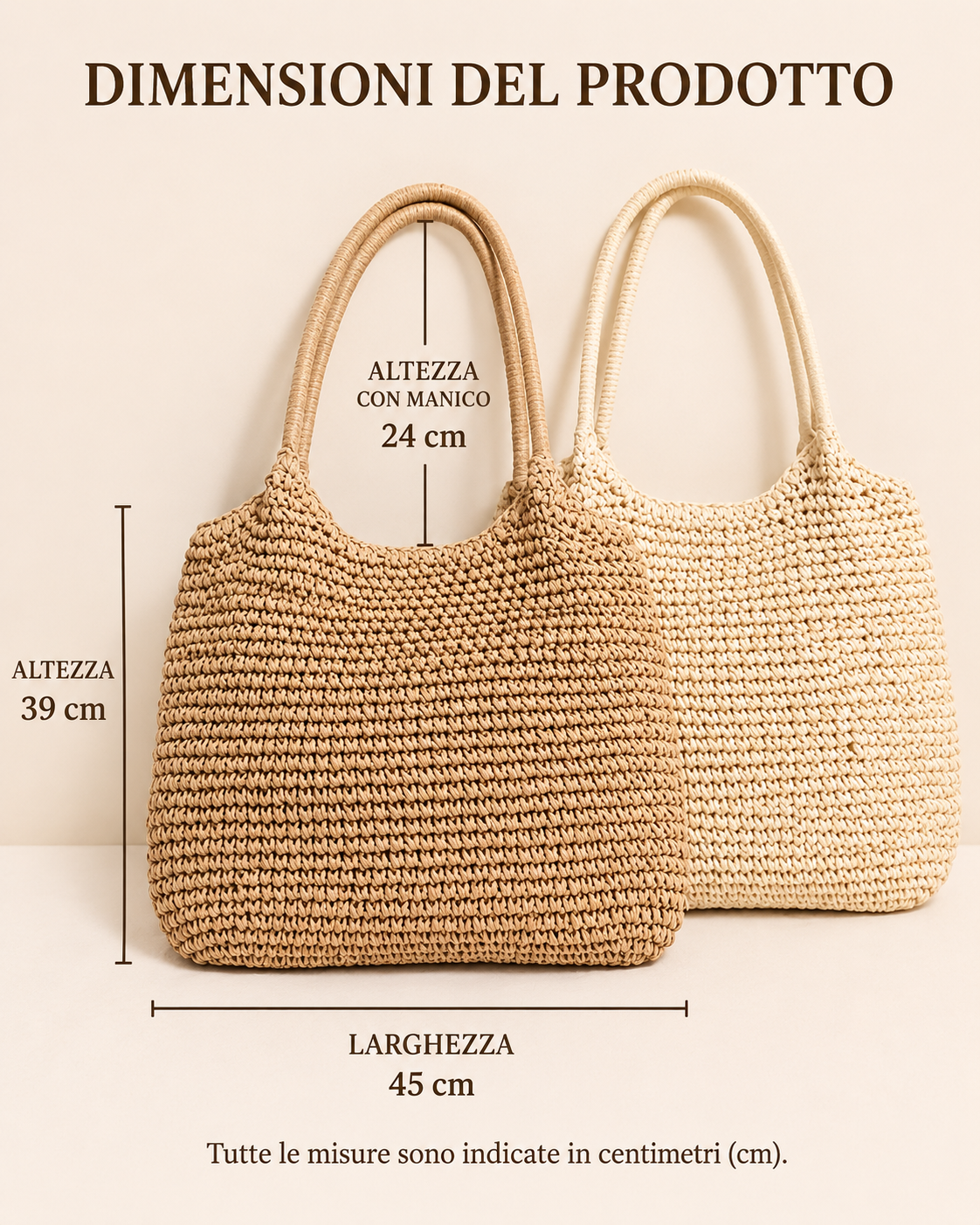 Marisol | Borsa a Tracolla in Paglia Intrecciata - Nocciola