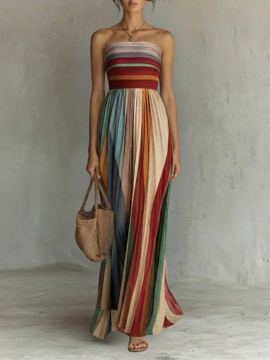 Jerónima | Vestido Largo de Paneles de Colores
