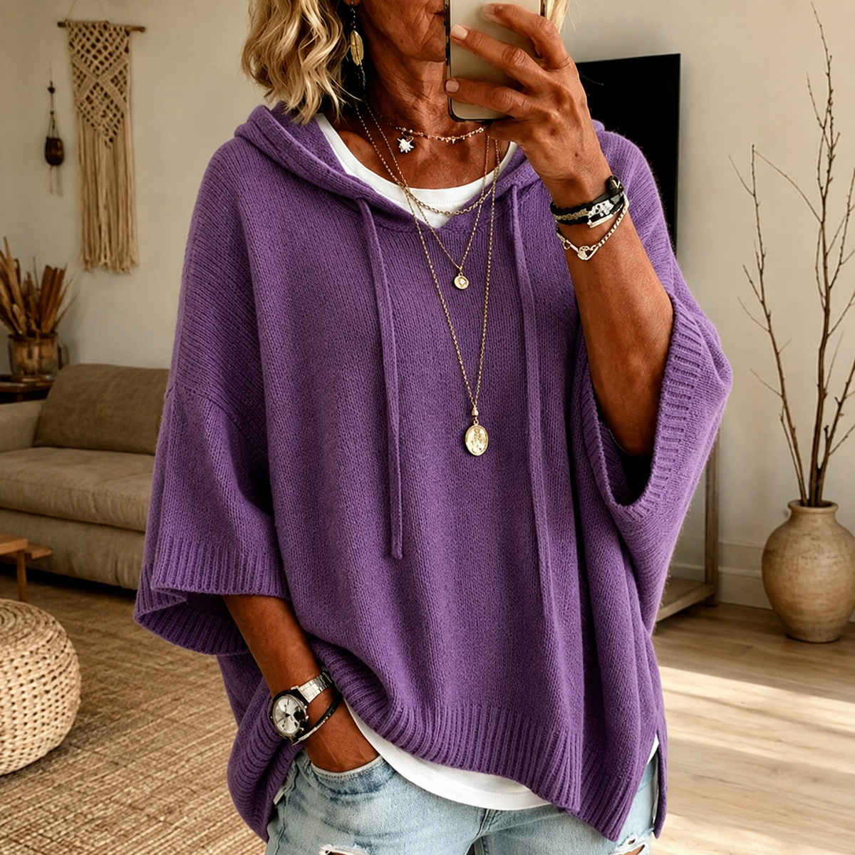 Jersey poncho violeta