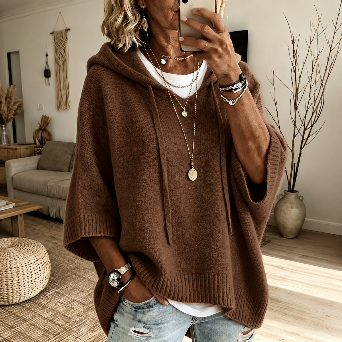 Jersey poncho marrón