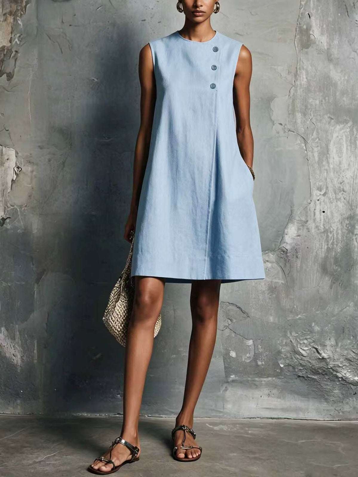Porfiria | Vestido Camisero Abotonado de Falda Escalonada