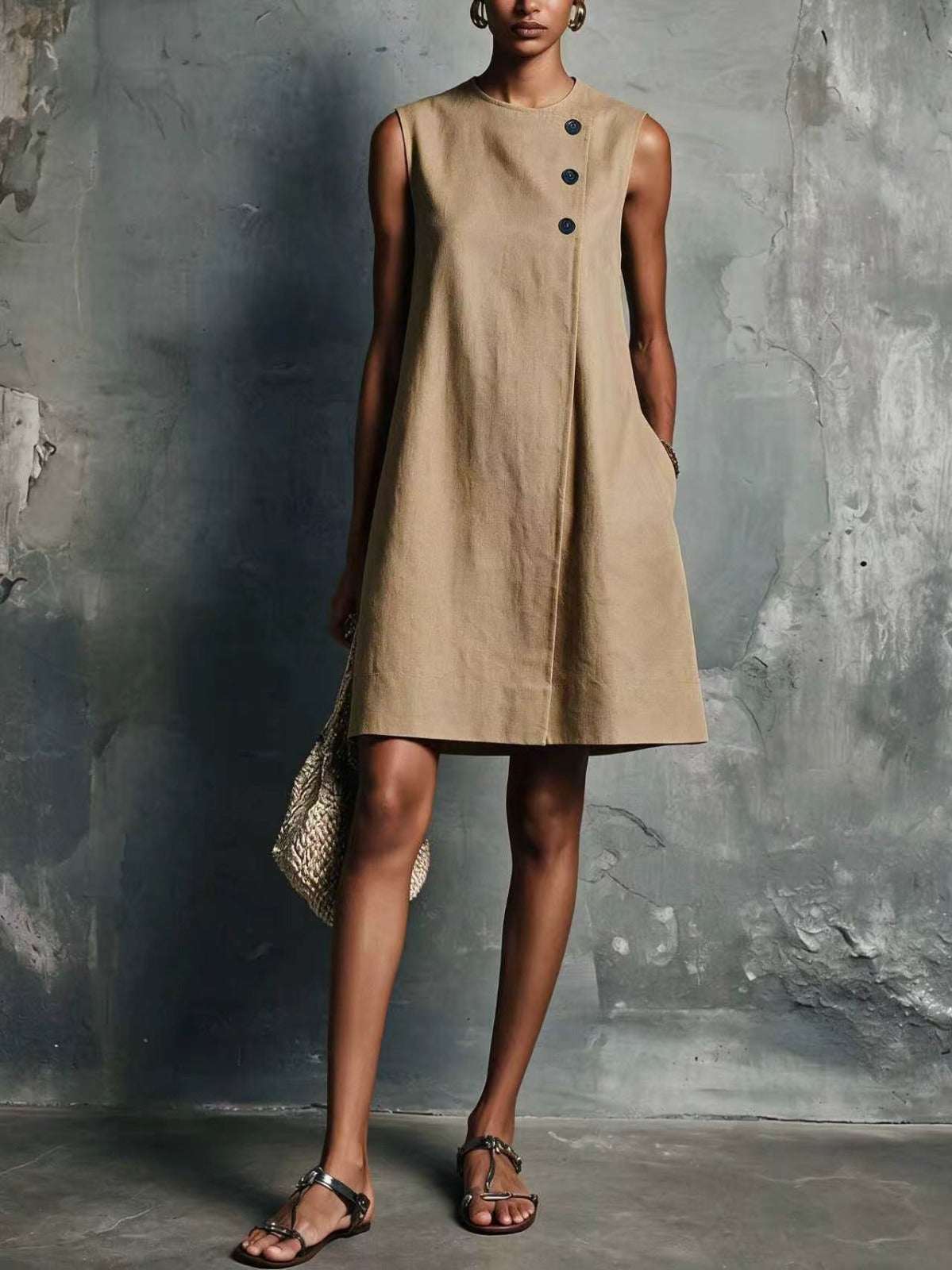 Porfiria | Vestido Camisero Abotonado de Falda Escalonada