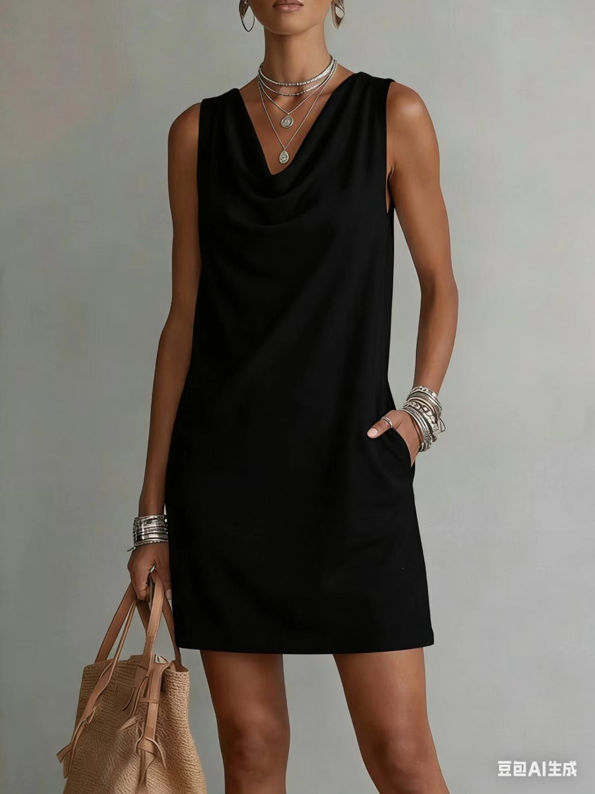 Sotera | Vestido Elegante de Cuello Drapeado