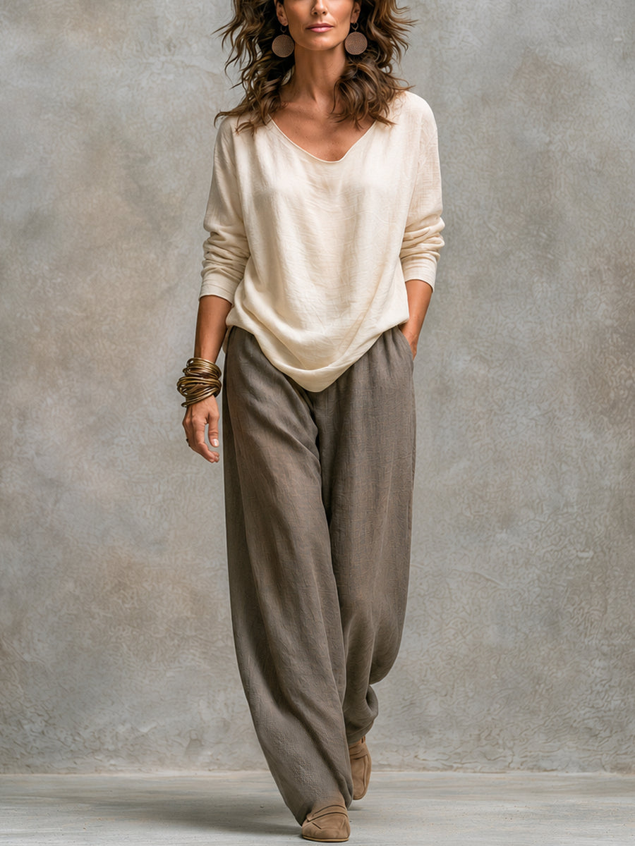 Consuelo | Conjunto de Tres Piezas Beige y Gris