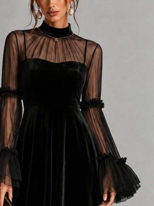 Estefanía | Vestido Midi de Terciopelo Plisado