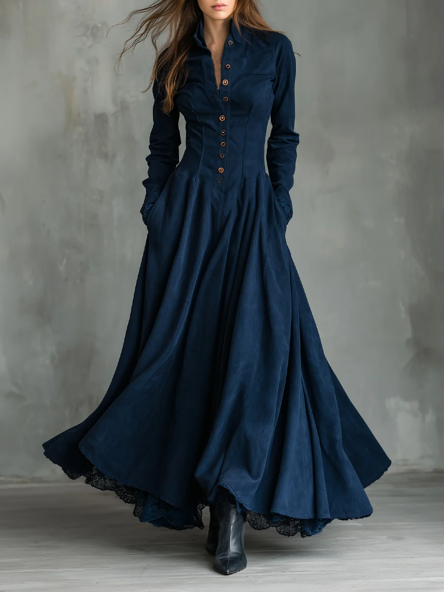 Ignacia | Vestido Largo con Cuello Camisero