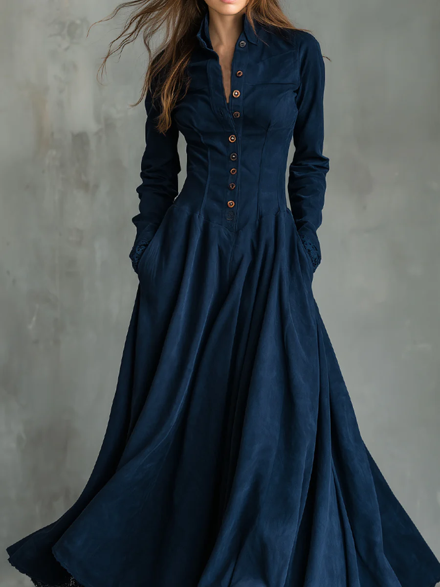 Ignacia | Vestido Largo con Cuello Camisero